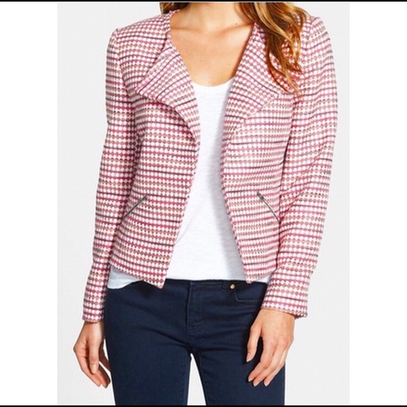 Halogen Jackets & Blazers - Halogen Pink/ Yellow Patterned Open Front Blazer